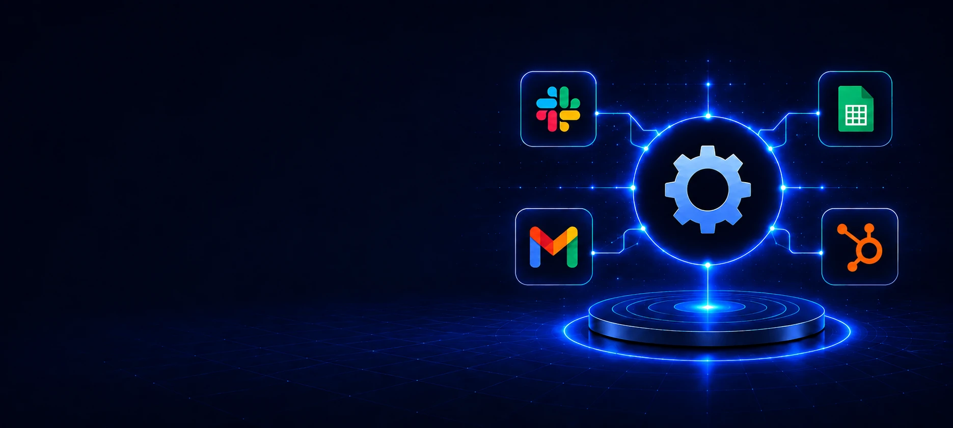 Abstract illustration representing workflow automation connecting multiple business tools and processes