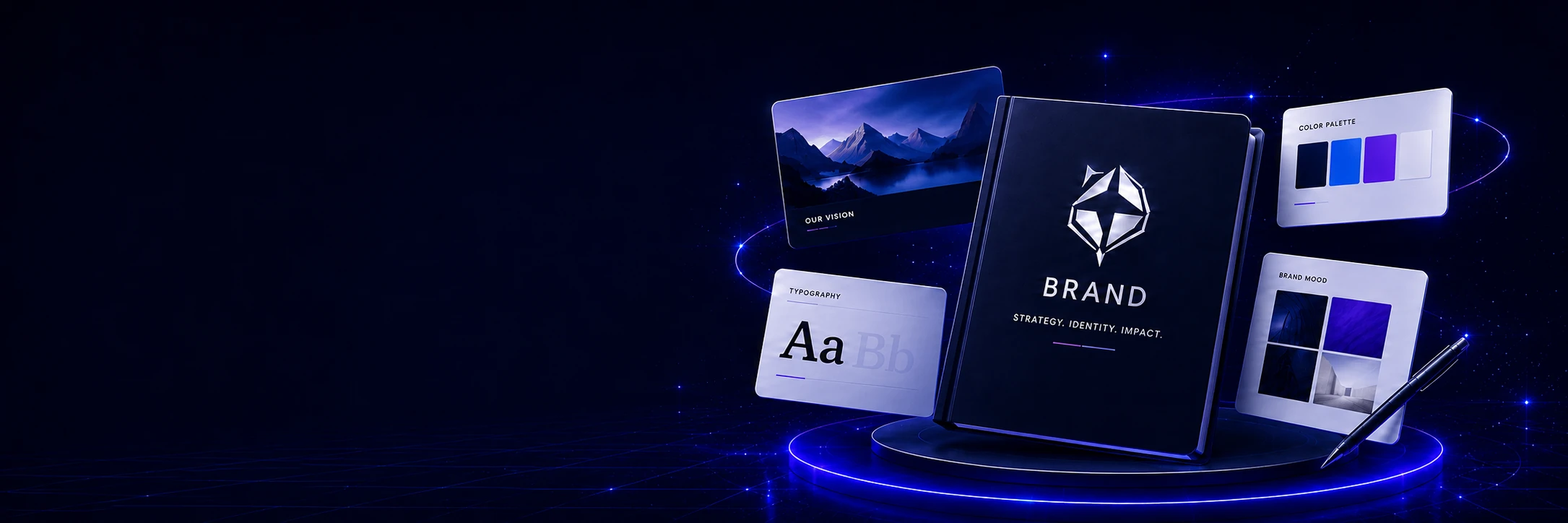 Abstract illustration representing brand identity, visual design, and creative direction