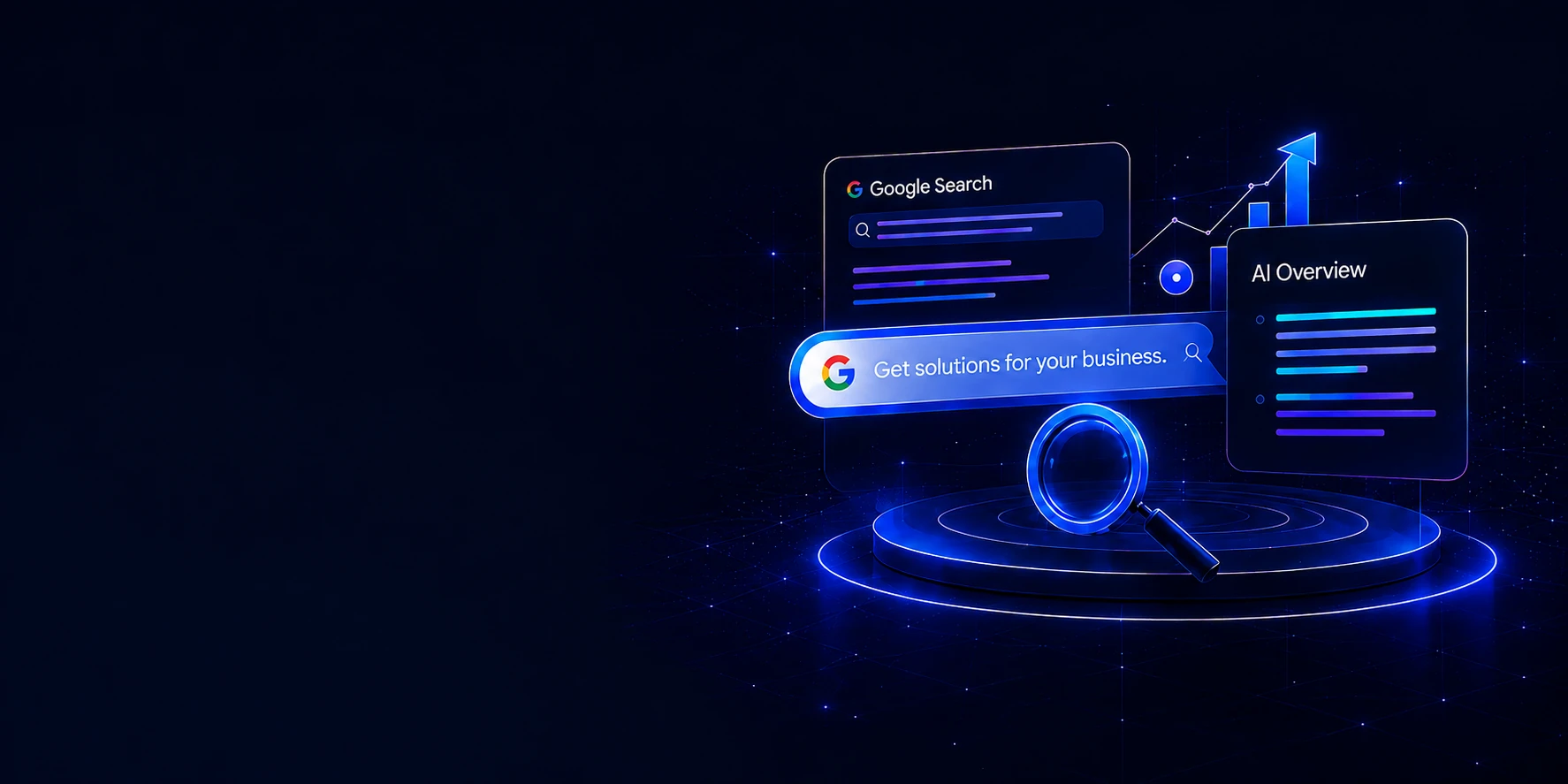 Abstract illustration representing search visibility, SEO signals, and AI-driven discovery