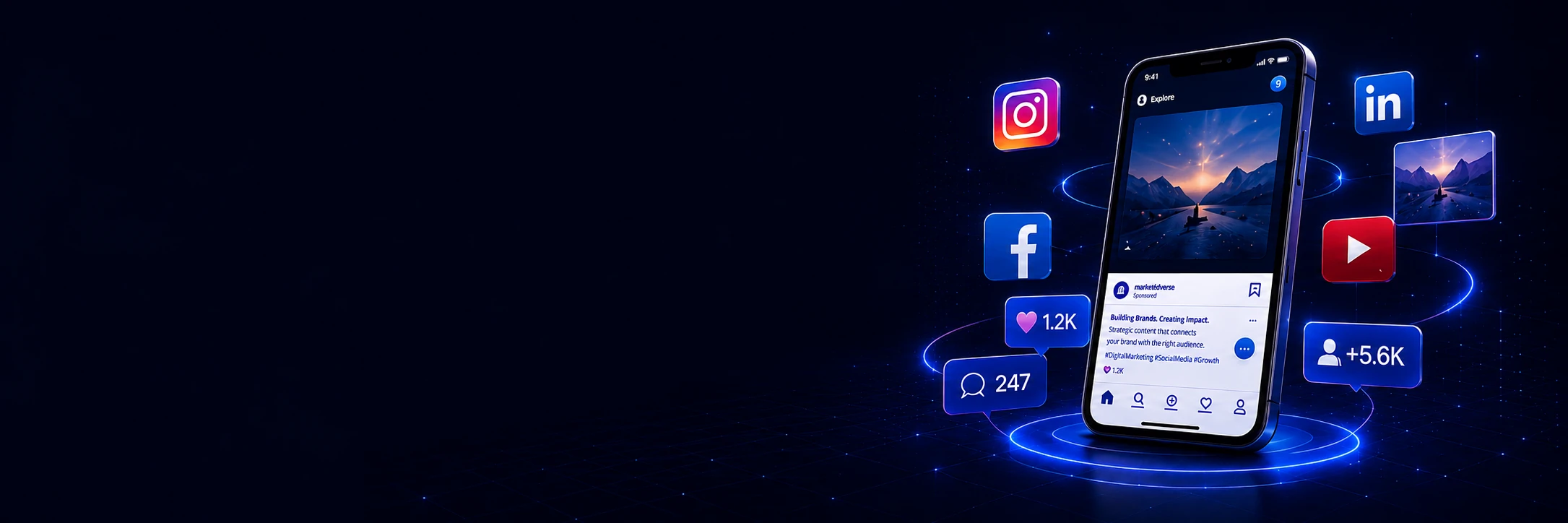 Abstract illustration representing social media content strategy and audience growth