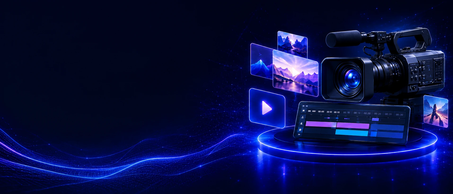 Abstract illustration representing video production, content creation, and performance-first creative